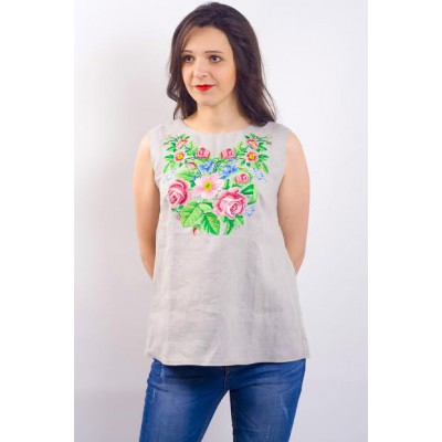 Embroidered blouse "Ukrainian Bouquet" gray